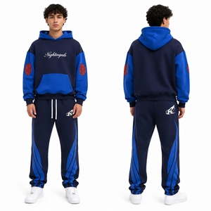 Conjunto Deportivo de Algodón con Logotipo Personalizado Bordado de Alta Calidad al por Mayor, Sudadera con Capucha y Pantalones Deportivos Unisex con Bloques de Color, Felpa de Algodón Grueso - Product Image 6