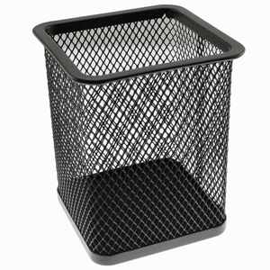 Organizador de Escritorio Metálico Negro con Malla, Contenedor Cuadrado para Tazas y Bolígrafos, Soporte para Lápices de Oficina - Product Image 1