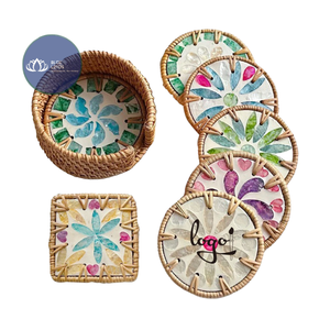 HIGH QUALITY Sustainable Rattan Ceramic <b>Coaster</b> Handcrafted Drink Mat Wholesale - Product Image 1