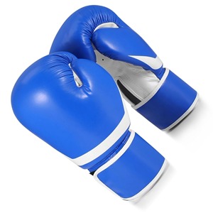 Blue PU Leather Boxing Gloves With <b>Velcro</b> Closure For Adults Training And Sparring MMA punching Customised High quality Glove - Product Image 1