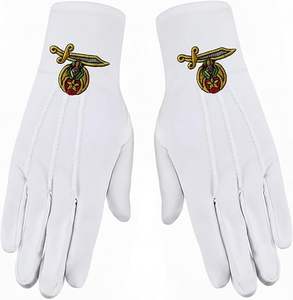 Gants en coton brodés Shriner Masonic - [Blanc] 100% coton avec symbole maçonnique brodé - Product Image 1