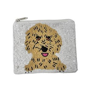 Pochette perlée Goldendoodle, pochette pour chien, sequins blancs, mignonne, pour amoureux des animaux, faite à la main, créative, sac de rangement à fermeture éclair, unisexe, cadeaux écologiques - Product Image 3
