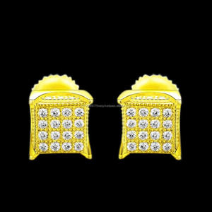 Pendientes Cuadrados de Plata de Ley 925 de Primera Calidad con Diamantes Cultivados en Laboratorio VVS, Acabado en Oro, Joyería con Piedras Detalladas - Product Image 1