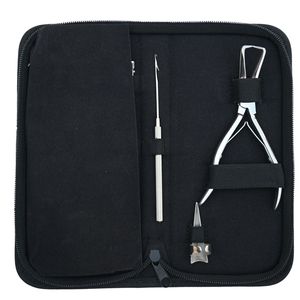 Professional Hair Extension Tools Kit Microbeads Remover Plier Hook Needle Sectioning Clips <b>Parting</b> Finger Rexine Case - Product Image 5