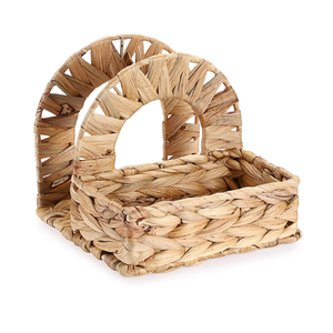 Porte-serviettes en jacinthe d'eau style ferme avec salière et poivrière intégrées, distributeur de serviettes sur pied fabriqué au Vietnam - Product Image 1