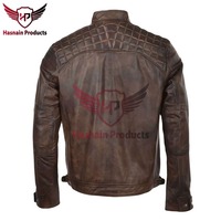 Veste en cuir véritable marron pour homme, coupe ajustée, style motard, café racer, en cuir de vachette, épaules matelassées, classique, personnalisée, chaude pour l'hiver