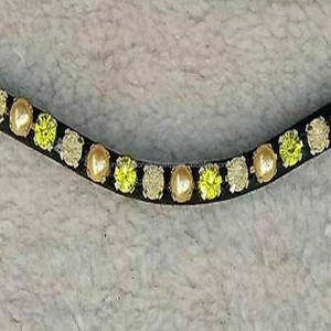 Banda para la frente de brida de cuero de cristal transparente de varios colores Cristal grande en todos los tamaños personalizados y cuero genuino negro y marrón - Product Image 3