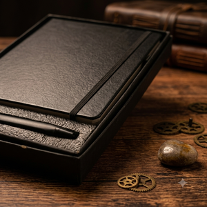 Aurelux Premium Black PU Velvet Case Bound Diary Ballpoint Pen Gift <b>Set</b> Elastic Lock 192 Pages Elegant <b>Notebook</b> Professional - Product Image 3