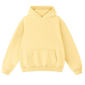 Sudadera con Capucha Personalizada ODM con Logotipo Amarillo en la Parte Delantera, Sudadera de Felpa de Algodón Premium para Hombre y Mujer, Ecológica, Informal, de Invierno, 370g - Product Image 1