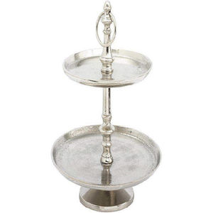 Decorative 2 <b>Tier</b> Luxury Cupcake Display <b>Stand</b> Ring Handle Metal Aluminium Round Shaped <b>Cake</b> <b>Stand</b> for Sale - Product Image 5