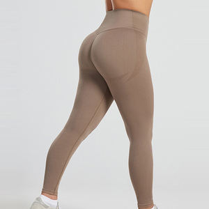 Leggings de yoga et de sport pour femmes, tricotés, taille mi-haute, coupe ajustée, qualité supérieure, grammage lourd, personnalisables OEM, antibactériens et respirants, vente en gros - Product Image 1