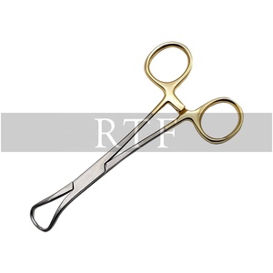 Instrumentos quirúrgicos médicos manuales de acero inoxidable chapados en oro-Abrazadera para toalla Backhaus Forceps - Product Image 4