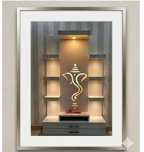 Teak Wood Modernise Temple Manufacturer Marble Look Ganesha Design Temple Ganesha Decors Pooja <b>Mandir</b> for Home Guyana Canada UK - Product Image 5