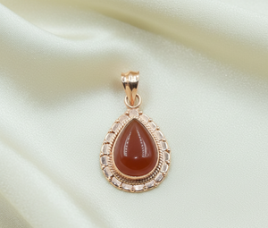 Colgante de Lágrima Hecho a Mano en Plata de Ley 925 con Piedra Preciosa Cornalina Natural, Diseño Étnico Vintage, Regalo de Joyería para Mujer, Unisex, Él, Ella - Product Image 3