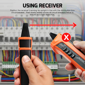 ชุดค้นหาเบรกเกอร์ไฟฟ้าสำหรับช่างไฟฟ้ามืออาชีพ – เครื่องส่งสัญญาณและตัวรับสัญญาณ, โหมดอัจฉริยะ AI, การทดสอบเวลาการตัดวงจร GFCI, AC 90-230V - Product Image 4