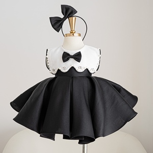 Vestido de Niña con Cuello de Volantes y Lazo con Cuentas, Falda Esponjosa, para Cumpleaños, Bodas, Ceremonias y Ocasiones Especiales - Product Image 5