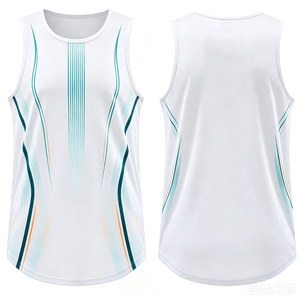 เสื้อกล้ามผู้ชาย GURUNA-Z-INDUSTRY สีน้ำเงิน แบบมีบล็อกสี คอโอ แห้งเร็ว ระบายอากาศดี สไตล์สตรีท ผ้าถัก 100% คอตตอน 120 กรัม - Product Image 4
