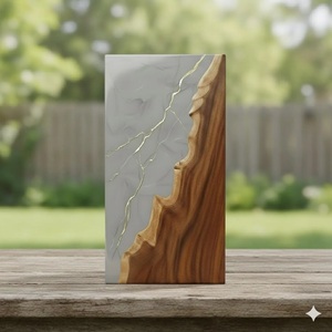 Luxury Grey Marble Resin & Wood Cremation Urn Modern Wood Memorial <b>Keepsake</b> Forever Rest Black & Gold Urn Sacred Gold <b>Memory</b> Urn - Product Image 5