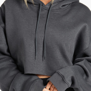 Hoodies noirs pour femmes 2022, crop tops ajourés, sweat-shirts courts à empiècements en maille, manches longues, crop tops d'automne - Product Image 5