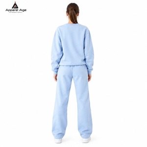 Sweat-shirt classique à col rond en molleton de coton doux, avec patch brodé personnalisé OEM, pour femmes - Product Image 6