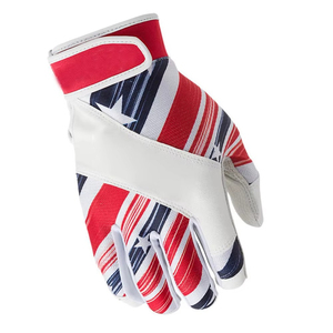 Gants de frappe en cuir rouge, blanc et bleu, ambidextres, fermeture auto-agrippante, unisexe, pour adultes, entraînement, tissés, durables - Product Image 2