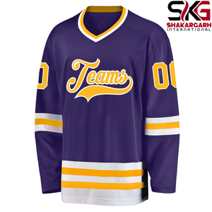 Custom <b>Purple</b> Ice Hockey Jersey V-neck Team Uniform <b>Shirt</b> 100% Polyester Breathable Quick Dry OEM Service - Product Image 2