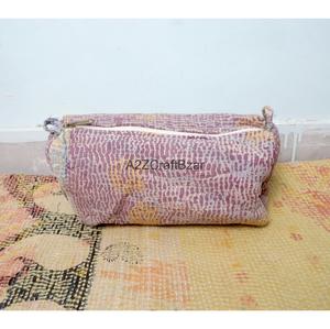 For <b>Bag</b> Cotton Kantha Tassel Zipper Closure Eco-Friendly Indian Handmade Cosmetic Pouch for Women - Product Image 6