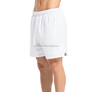 Pantalones cortos de malla con bolsillo y cremallera para hombre de alta calidad personalizados deportes de verano gimnasio ropa informal con patrón sólido recién llegado al por mayor - Product Image 3