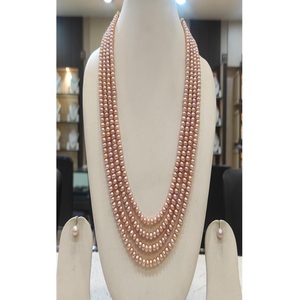 Ensemble collier et boucles d'oreilles élégant de qualité supérieure, imitation perles baroques de grade AA, 4 rangs, pour femmes et filles, mariages, fiançailles - Product Image 1