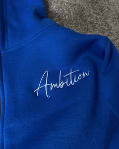 Sweat-shirt rose à capuche zippé avec imprimé Ambition et motif lettres sur les manches, unisexe, décontracté, en polaire, pour l'automne - Product Image 6