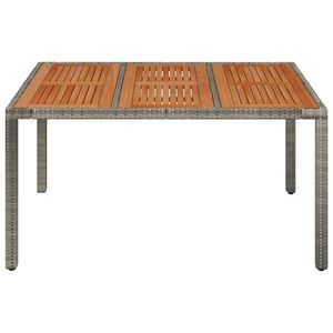 Tavolo da giardino in poliestere Rattan grigio con 59.1 superiore in legno "x 35.4" x 29.5 "set da giardino - Product Image 3