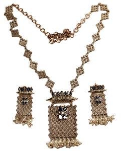 Parure Collier Pendentif Bohème Plaqué Or 18K avec Strass et Pompon Assorti Boucles d'Oreilles pour Femme - Product Image 1