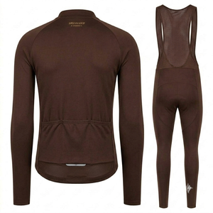 Ensemble de cyclisme pour homme, manches longues, marron, vêtements de sport, kit VTT, tissu extensible quadridirectionnel, vêtements de course à vélo thermiques. - Product Image 2