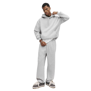Ensemble survêtement homme gris streetwear surdimensionné, sweat-shirt et pantalon de jogging personnalisés OEM 420 g/m², style baggy - Product Image 1