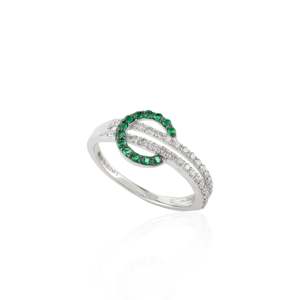 18K Gold Emerald and <b>Diamond</b> Accent Belt Buckle <b>Ring</b> - Product Image 3