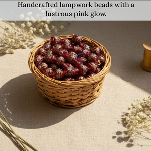 Cuentas de Vidrio Rojas Hechas a Mano, Hilo de 8 Pulgadas |   Cuentas Decorativas Hechas a Mano con Múltiples Formas Estilo Boda |   Cuentas Mixtas para Joyería y Manualidades DIY - Product Image 5