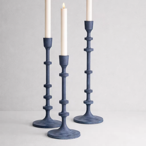 Premium casted aluminium candle stand set Grey <b>black</b> cast Aluminium & cast Iron Candle Holders ideal for modern decor styling - Product Image 1
