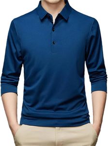 Polo en polyester pour homme à manches longues, qualité durable, tissu interlock, couleur unie, coupe classique, uniforme professionnel, nouveau - Product Image 2