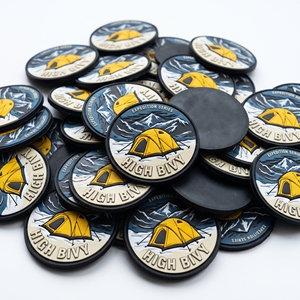 Badge rond en PVC souple 3D, motif crête de montagne, fabriqué directement par le producteur, pour sac à dos, veste, casquette, uniforme d'extérieur - Product Image 4