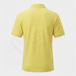 Polo en coton jaune à manches courtes pour homme avec poche, décontracté, respirant, coupe classique, style tissé Oxford uni - Product Image 2