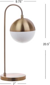 Stylish Brass Gold Orb Table Lamp 21 Inch with LED <b>Bulb</b> Modern <b>Lighting</b> for Bedroom Living Room Office Desk - Product Image 3