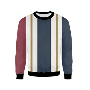 Sweat-shirt à col rond pour homme, bleu clair rayé, coupe classique, tricoté, 100% polyester, impression par sublimation, décontracté pour l'automne - Product Image 2