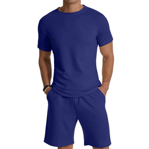 Nouvel ensemble de survêtement d'été élégant et décontracté pour hommes, respirant et confortable, à manches courtes, 100 % coton, vente en gros - Product Image 1