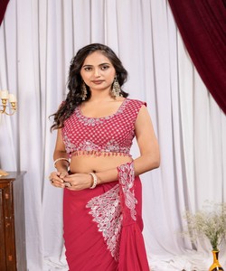 Collection Tendance de Saris Prêts-à-Porter pour Femmes – Tenues Traditionnelles Indiennes Style Boutique pour Soirées – Mode Modeste en Georgette Lourde - Product Image 2