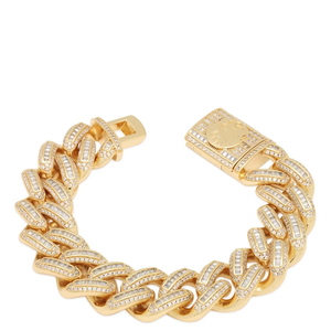 Pulsera de Cadena Chapada en Oro de 22K para Hombre, con Diamantes Baguette en Canal, Estilo Hiphop, para Uso Diario - Product Image 1