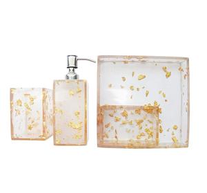 Ensemble de salle de bain 4 pièces en résine effet tourbillon pour la maison, comprenant un distributeur de savon, un porte-brosse à dents et un plateau de vanité, à prix de gros abordable - Product Image 4