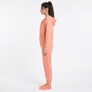 Conjunto de chándal casual de mujer con capucha y cremallera, de tejido grueso, con lavado ácido, estilo urbano, con sudadera texturizada de manga larga y pantalones jogger. - Product Image 4