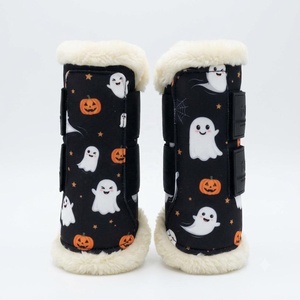 Halloween Horse Saddle Pad Set, Spooky Ghost Equestrian Gear, Matchy Matchy Fly Veil and Brushing Boots, Cute <b>Pumpkin</b> - Product Image 3
