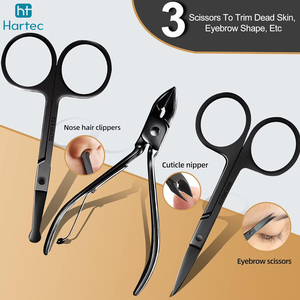 Professional Stainless Steel Manicure and Pedicure <b>Set</b> 16-in-1 Compact Travel Case <b>Nail</b> Scissors Foot Care Cutter Kit - Product Image 3