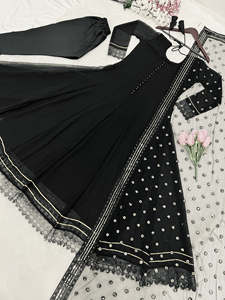 Nouveau Designer Lourd Faux Georgette Indien Ethnique Robe De Mariée Anarkali Kurti avec Dupatta pour Fête Porter Taille Naturel - Product Image 4